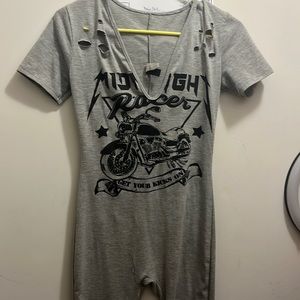 Grey 1 piece short set outfit